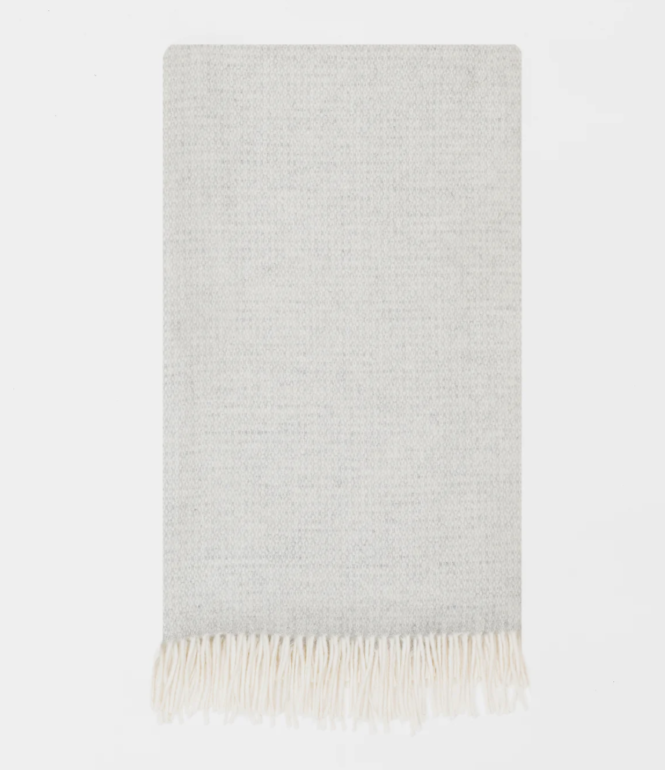 Large Light Grey Throw | Merino Wool | Isle Mill | Clove Silver