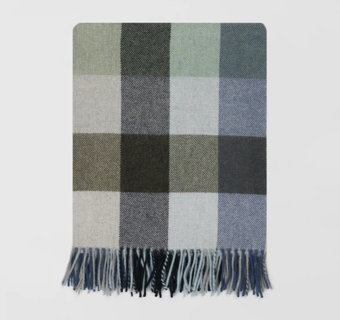 Green Check Throw | Merino Wool | Isle Mill | Dunira Sorbet