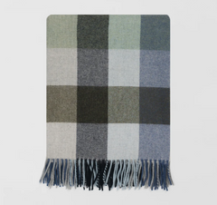 Green Check Throw | Merino Wool | Isle Mill | Dunira Sorbet