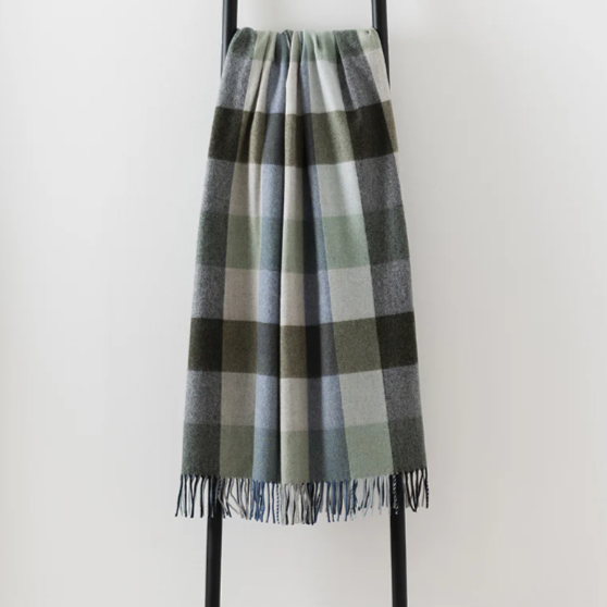 Green Check Throw | Merino Wool | Isle Mill | Dunira Sorbet