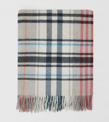 Pink, Grey & Blue Check Throw | Merino Wool | Pitnacree Rose