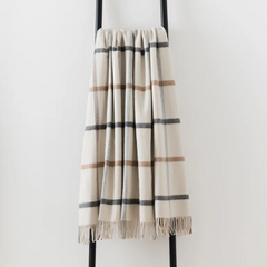 Natural & Grey Check Throw | Merino Wool | Isle Mill | Milton Pebble