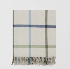 Blue & Green Check Throw | Merino Wool | Isle Mill | Milton Glade