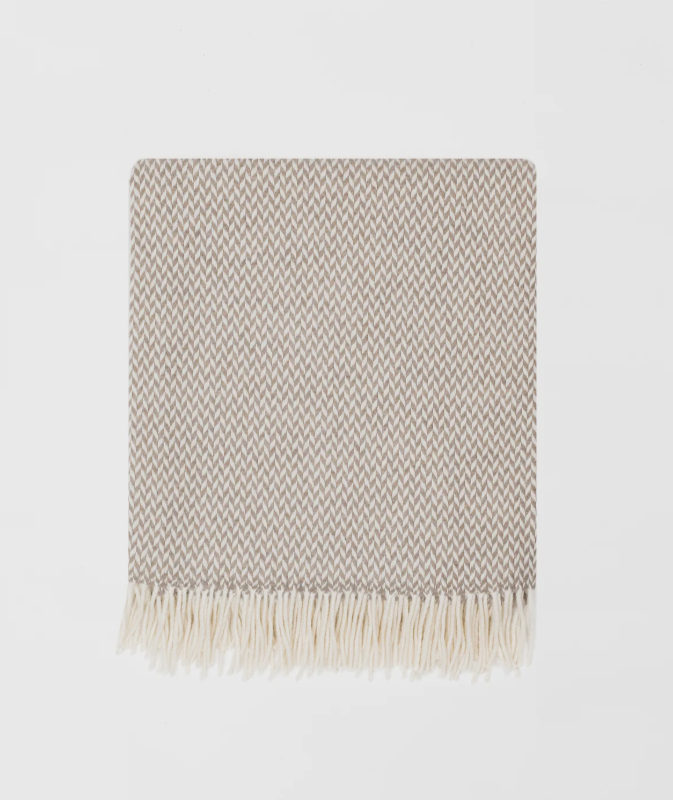 Grey Herringbone Throw | Merino Wool | Isle Mill | Balintyre Cloud