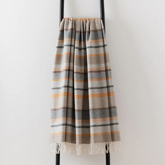 Orange & Natural Throw | Merino Wool | Isle Mill | Croftmore Amber