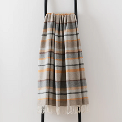 Orange & Natural Throw | Merino Wool | Isle Mill | Croftmore Amber