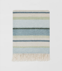 Blue Striped Throw | Merino Wool | Isle Mill | Croftmore Seaglass