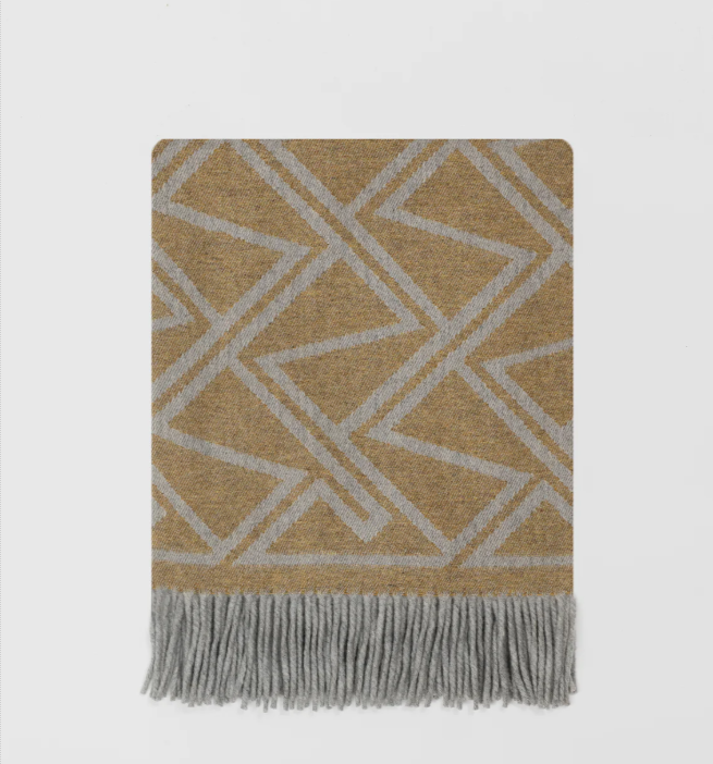 Grey & Mustard Zig Zag Throw | Merino Wool | Isle Mill 