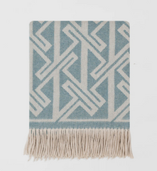 Blue & Cream Zig Zag Throw | Merino Wool | Isle Mill 