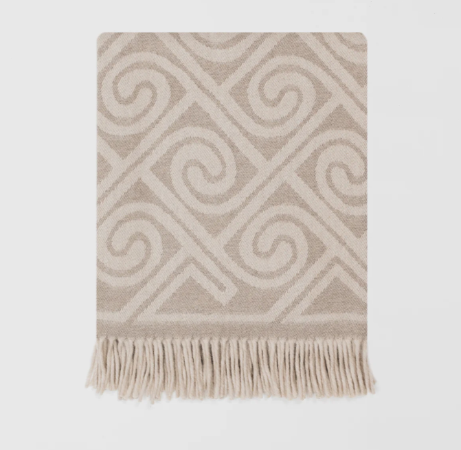 Cream & Natural Circular Patterned Throw | Merino Wool | Isle Mill 