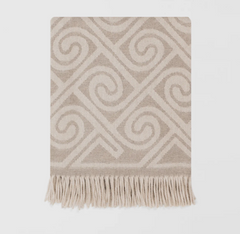 Cream & Natural Circular Patterned Throw | Merino Wool | Isle Mill 