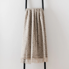 Cream & Natural Circular Patterned Throw | Merino Wool | Isle Mill 