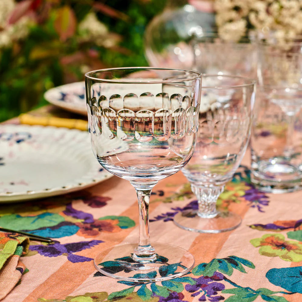Set of 4 Crystal Daphne Wine Glasses | Lens Design | Vintage List 