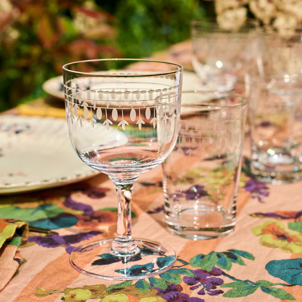Set of 4 Crystal Daphne Wine Glasses | Ovals Design | Vintage List 