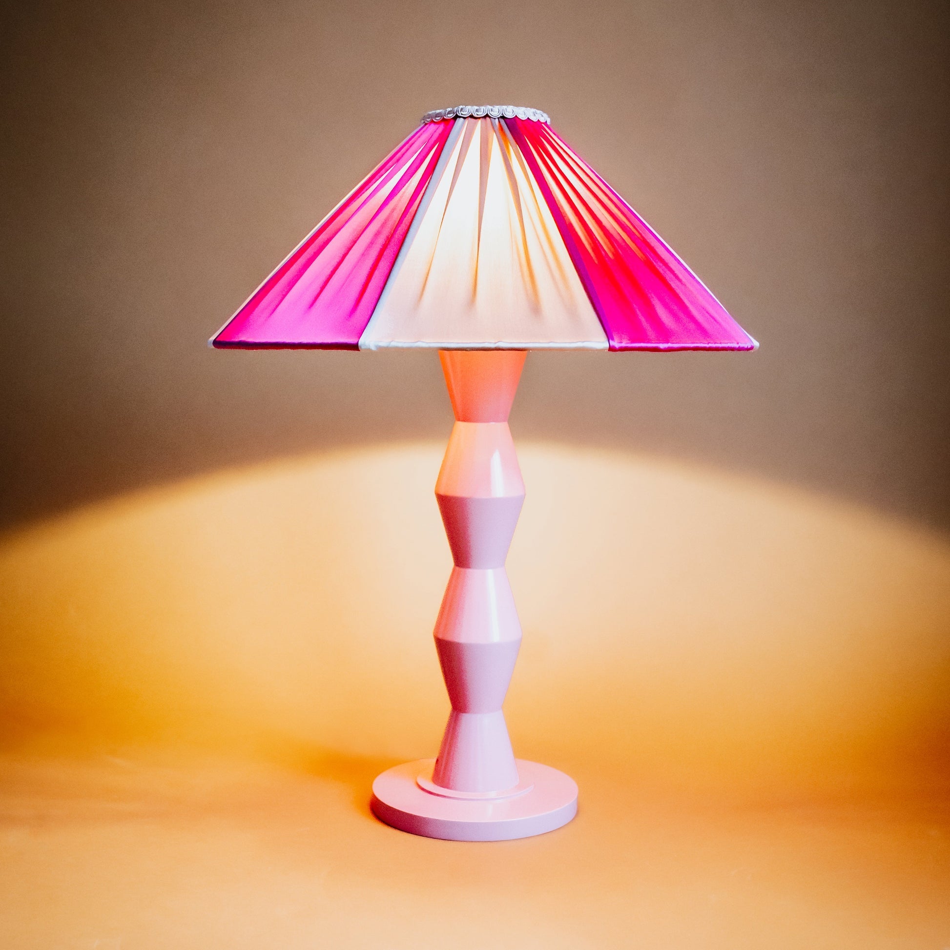 Fitz Pink & Ivory Silk Striped Lampshade | Tinker & Tallulah