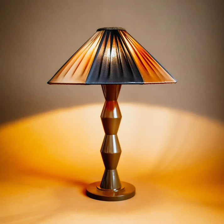 Fitz Pleated Empire Lampshade | Striped Navy & Bronze