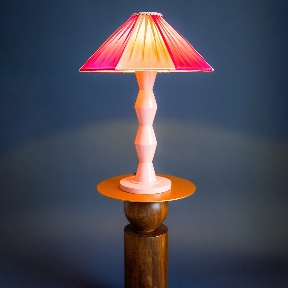 Fitz Pink & Ivory Silk Striped Lampshade | Tinker & Tallulah