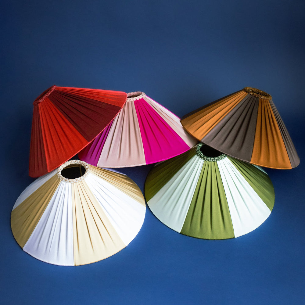 Fitz Pleated Empire Lampshade | Striped Olive Green & Ivory