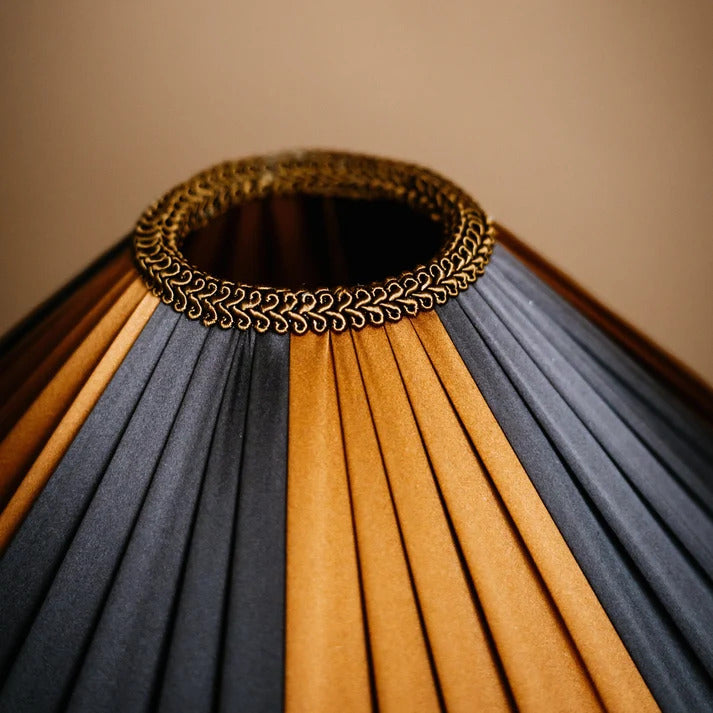 Fitz Pleated Empire Lampshade | Striped Navy & Bronze