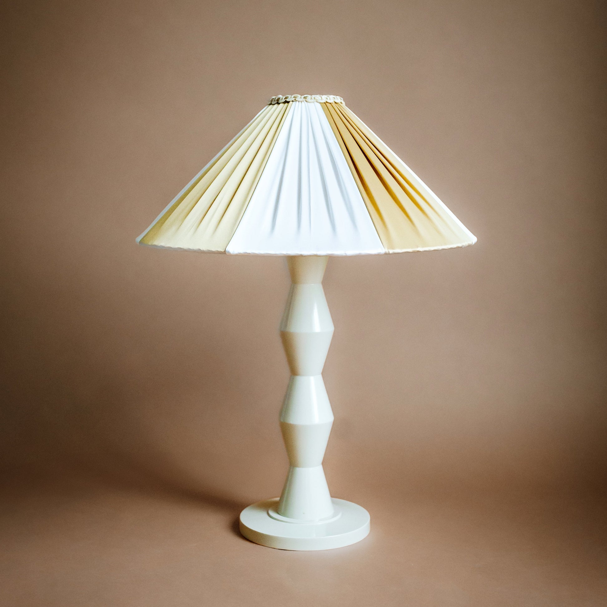 Fitz Ivory & Taupe Silk Striped Lampshade | Tinker & Tallulah