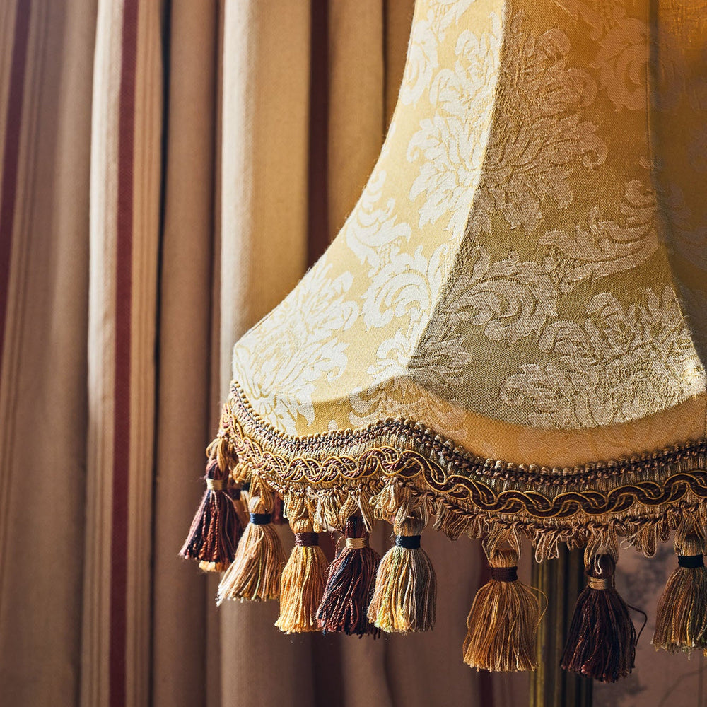 Yellow Damask Lampshade with Tassel Fringe | Tinker & Tallulah