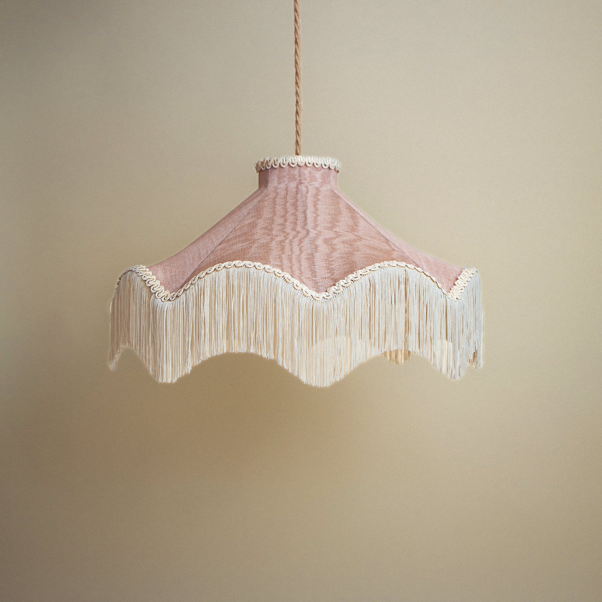 Moiré Fringed Lampshade with Tassels  | Blush Pink | Tinker & Tallulah