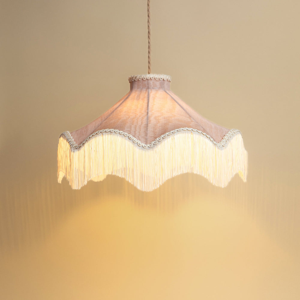 Moiré Fringed Lampshade with Tassels  | Blush Pink | Tinker & Tallulah