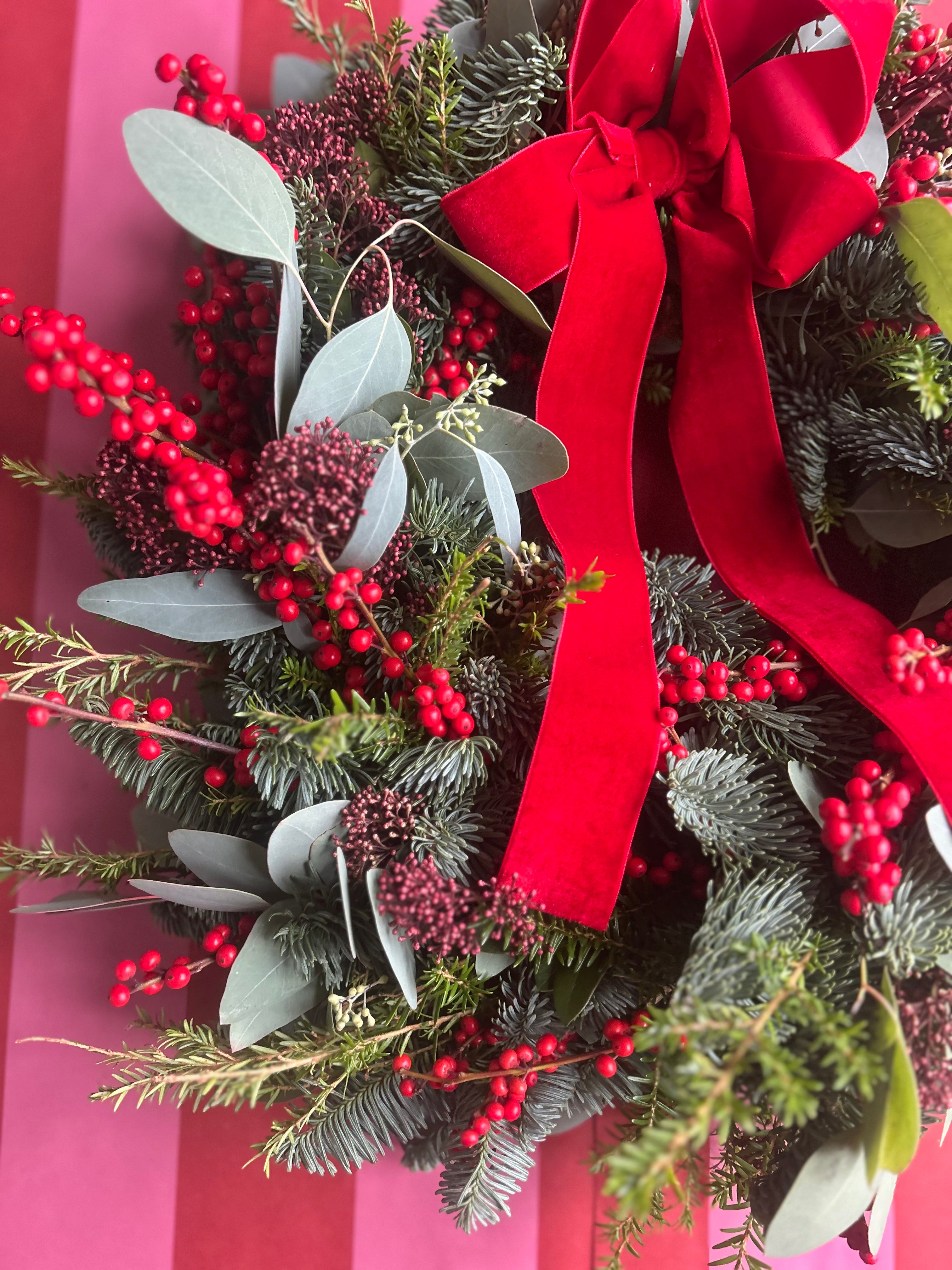 Fresh Christmas Door Wreath- Very Berry