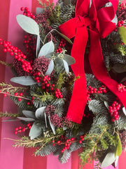 Fresh Christmas Door Wreath- Very Berry