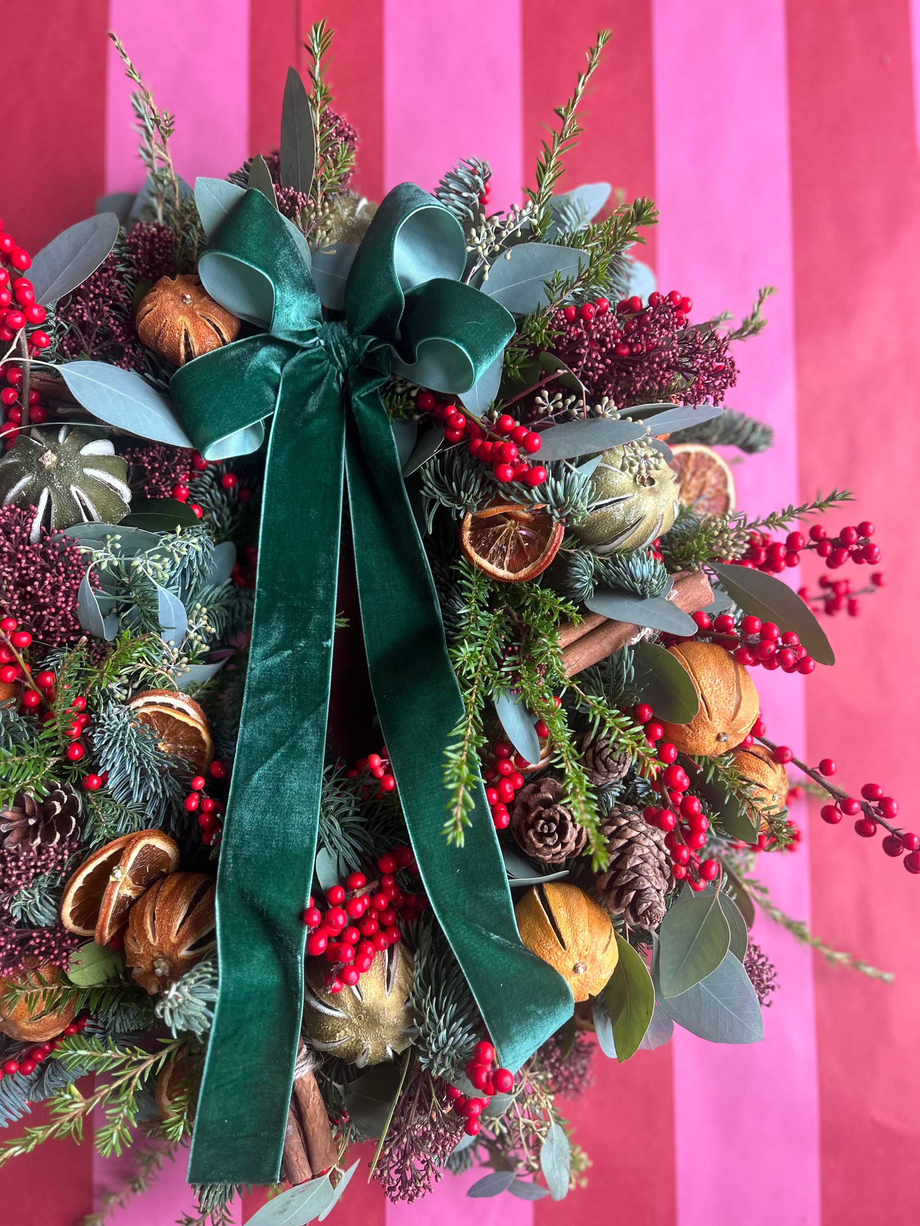 Fresh Christmas Door Wreath- Winter Spice