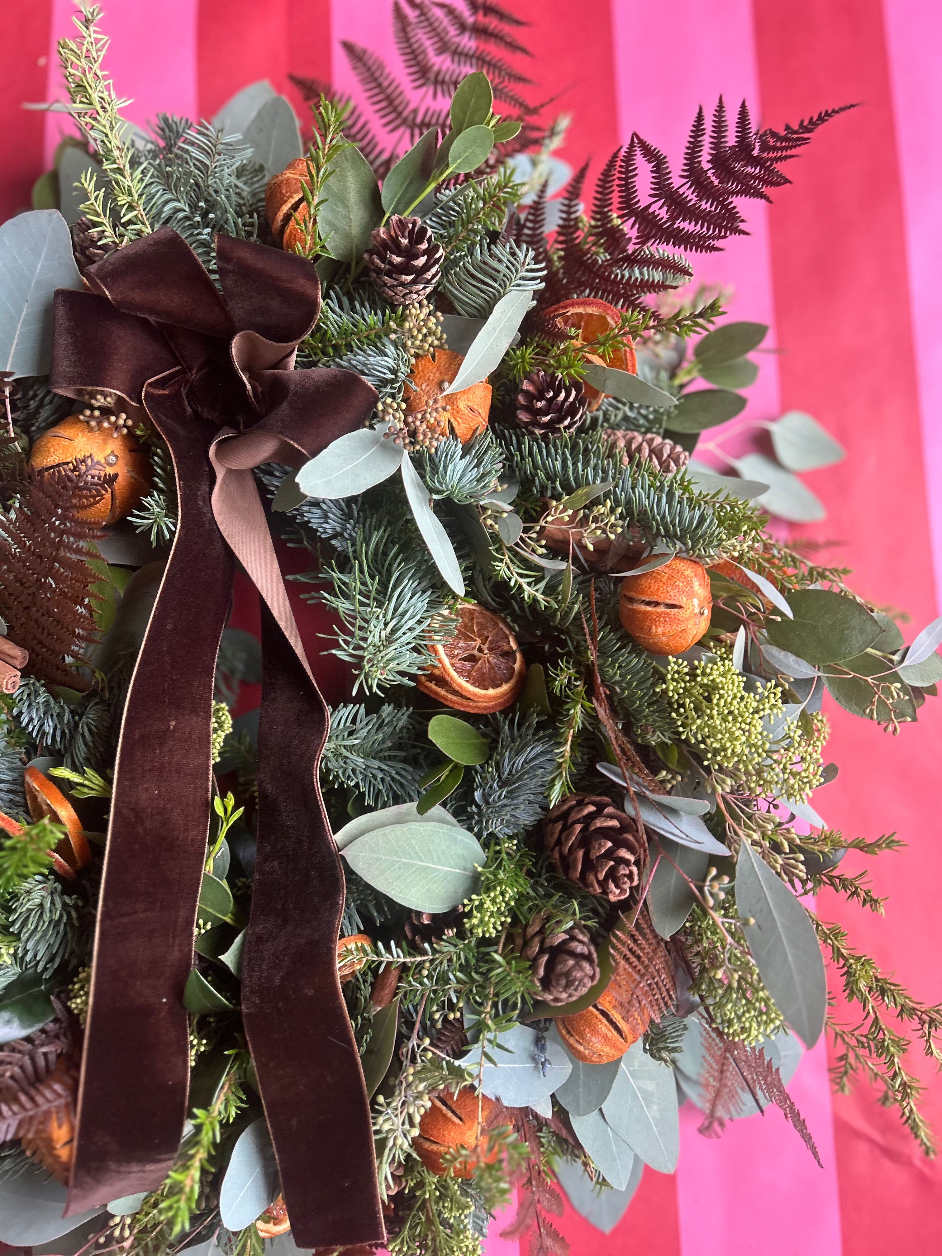 Fresh Christmas Door Wreath- Woodland