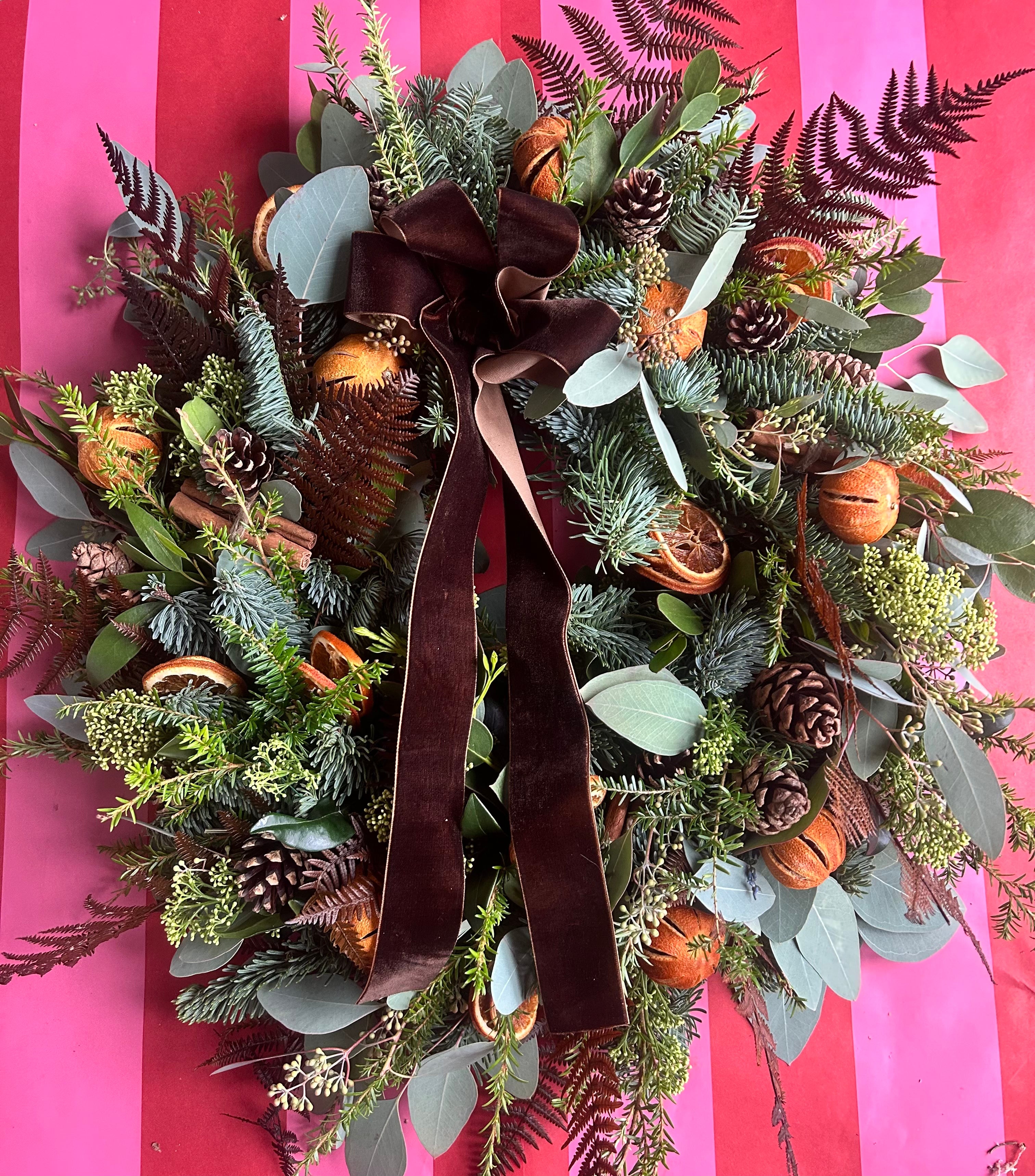 Fresh Christmas Door Wreath- Woodland