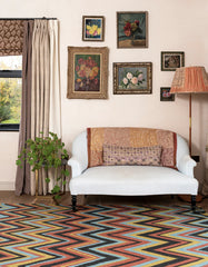 Zig Zags Flatwoven Wool Rug | Red, Yellow, Blue & Charcoal | Amy Kent