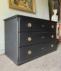 Antique Black Painted Pine Chest of Drawers | John Cornall