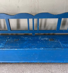 Antique Box Bench in Original Blue Paint | John Cornall