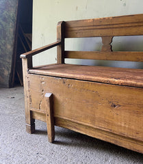 Antique Box Bench in Original Cream Brown Paint | John Cornall
