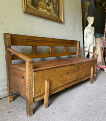 Antique Box Bench in Original Cream Brown Paint | John Cornall