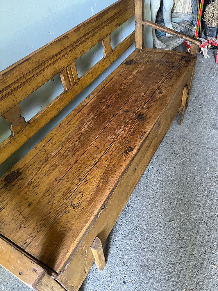 Antique Box Bench in Original Cream Brown Paint | John Cornall