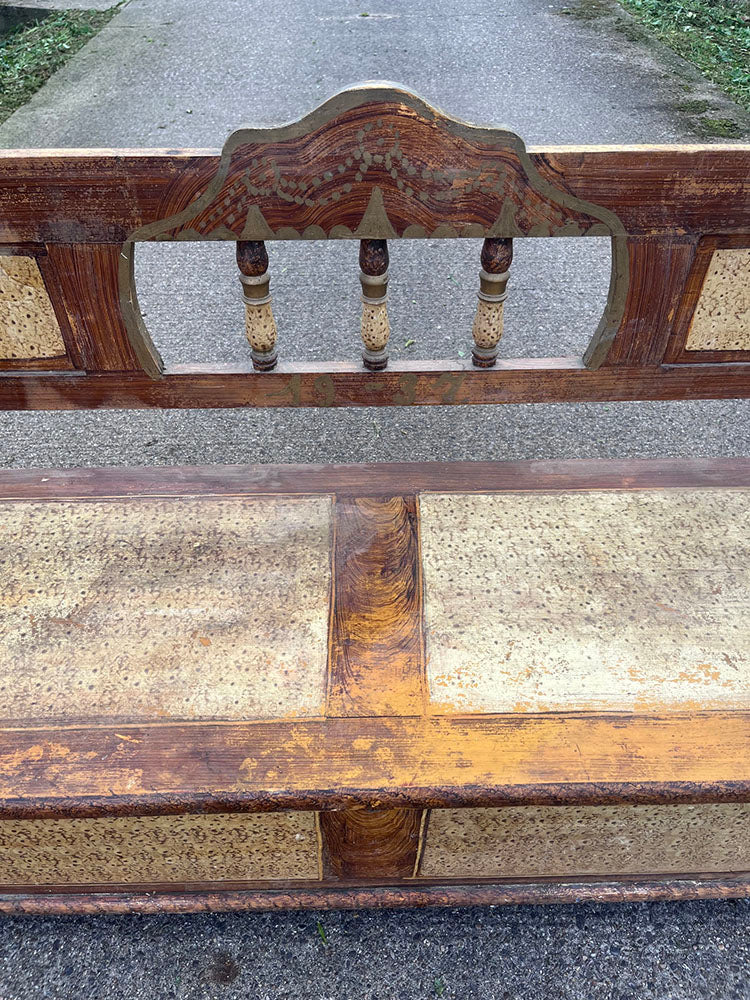 Antique Box Bench with Decorative Grain Paint | John Cornall