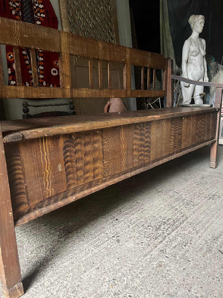 Antique Box Settle with Original Grain Paint