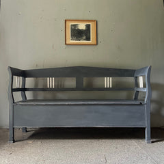 Antique Grey & White Box Bench  or Modernist Style