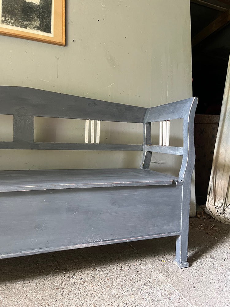 Antique Grey & White Box Bench  or Modernist Style