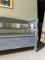 Antique Grey & White Box Bench  or Modernist Style