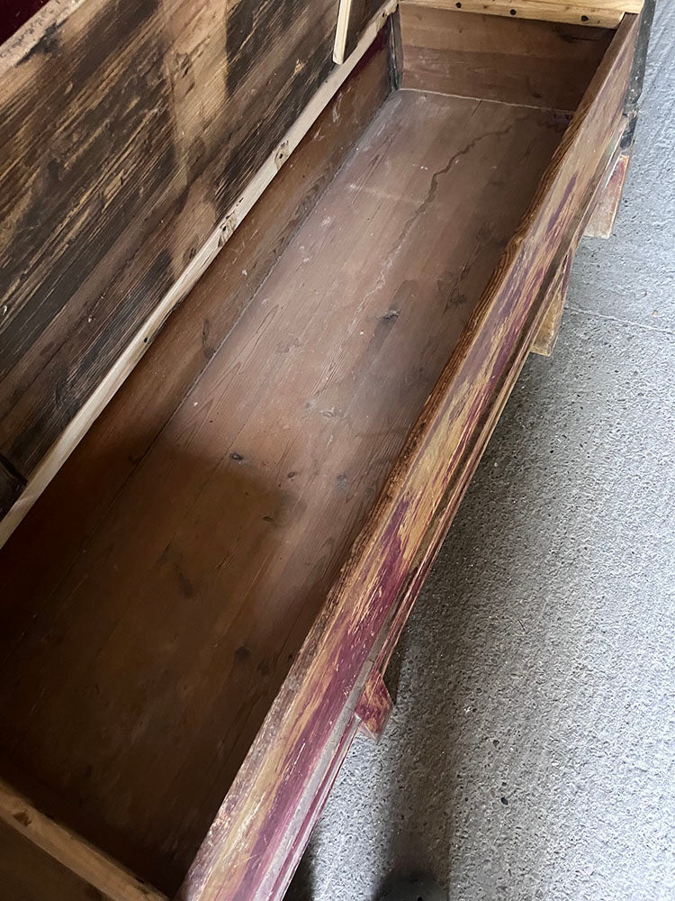 Antique Gustavian Box Bench in Original Red & Black Paint | John Cornall