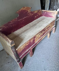 Antique Gustavian Box Bench in Original Red & Black Paint | John Cornall