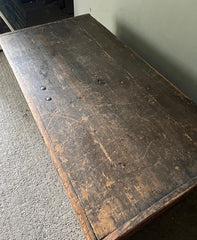 Antique Marriage Chest in Blue with Red Roses