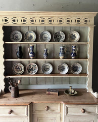 Antique Painted Pine Dresser with Fretwork Frieze
