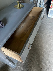 Antique Pine Chest of Drawers Mid-Grey with Columns