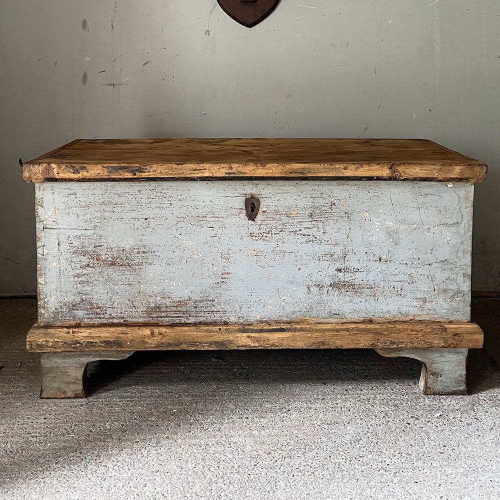 Antique Pine Chest in Original Grey