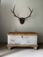 Antique Pine Chest in Original Grey